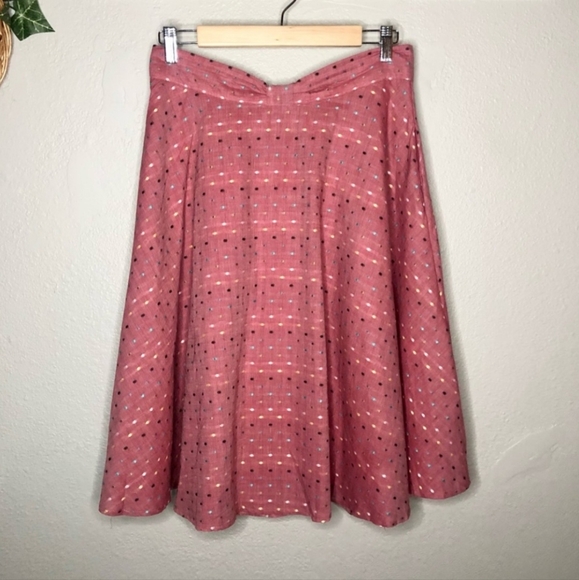 ModCloth Pink A Line Dot Skirt w Pockets Large - Picture 3 of 6